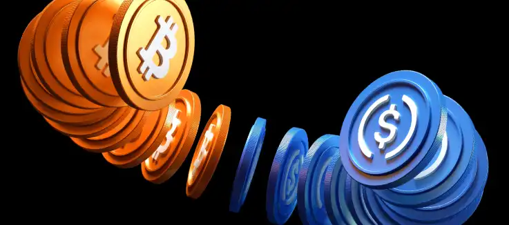 crypto coins and USD coins