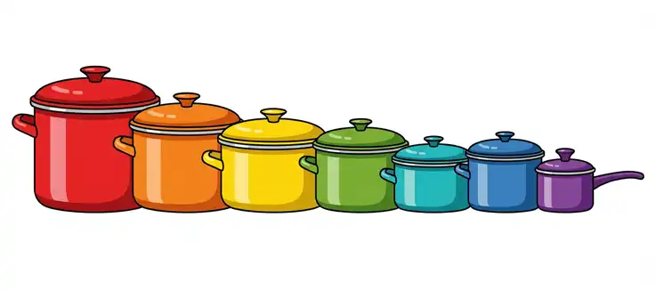 colored saucepans