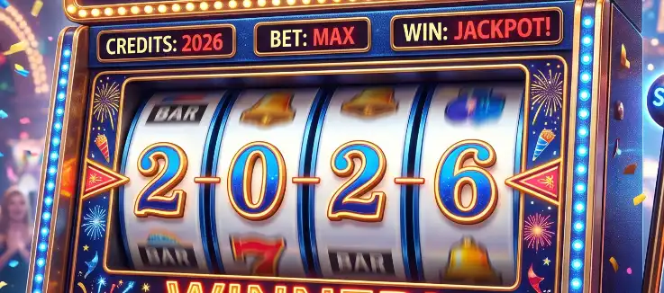 Slot reels displaying numbers 2026