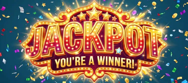 Flashy sign that says  "Jackpot" 